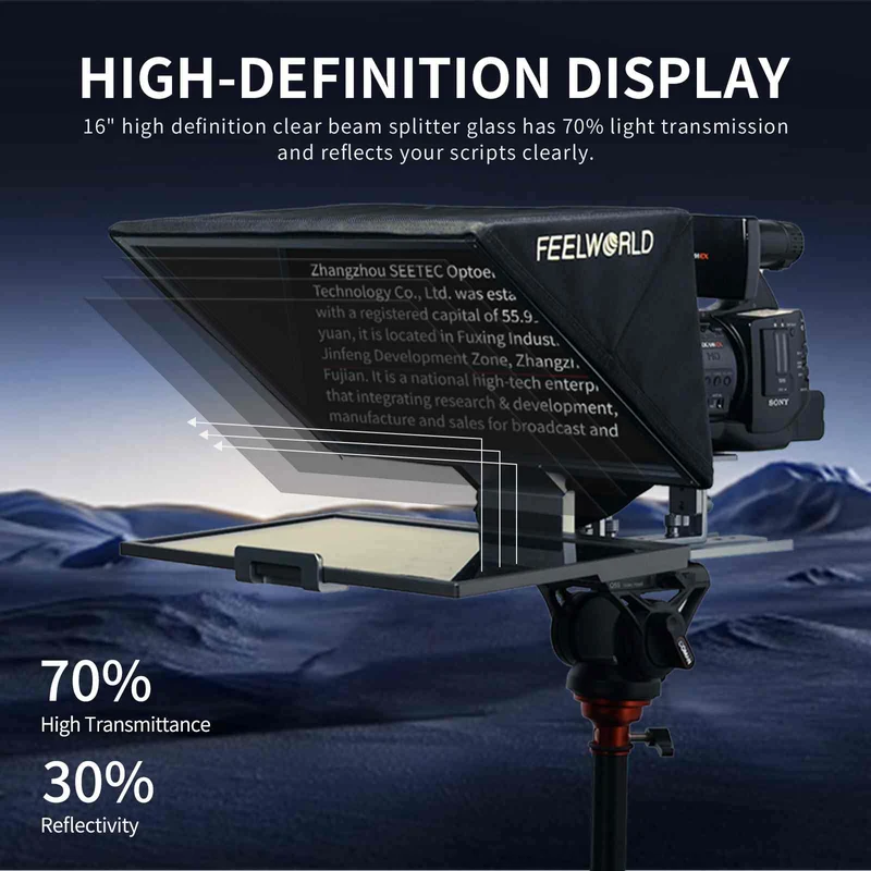 FEELWORLD TP16 Le téléprompteur pliable de 16 pouces prend en charge les invites verticales horizontales jusqu'à une tablette de 16 pouces