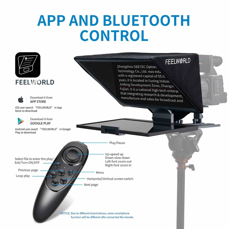 FEELWORLD TP16 Le téléprompteur pliable de 16 pouces prend en charge les invites verticales horizontales jusqu'à une tablette de 16 pouces