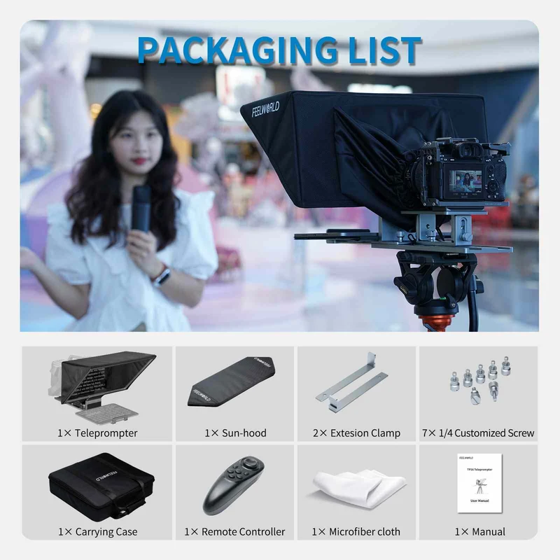 FEELWORLD TP16 Le téléprompteur pliable de 16 pouces prend en charge les invites verticales horizontales jusqu'à une tablette de 16 pouces