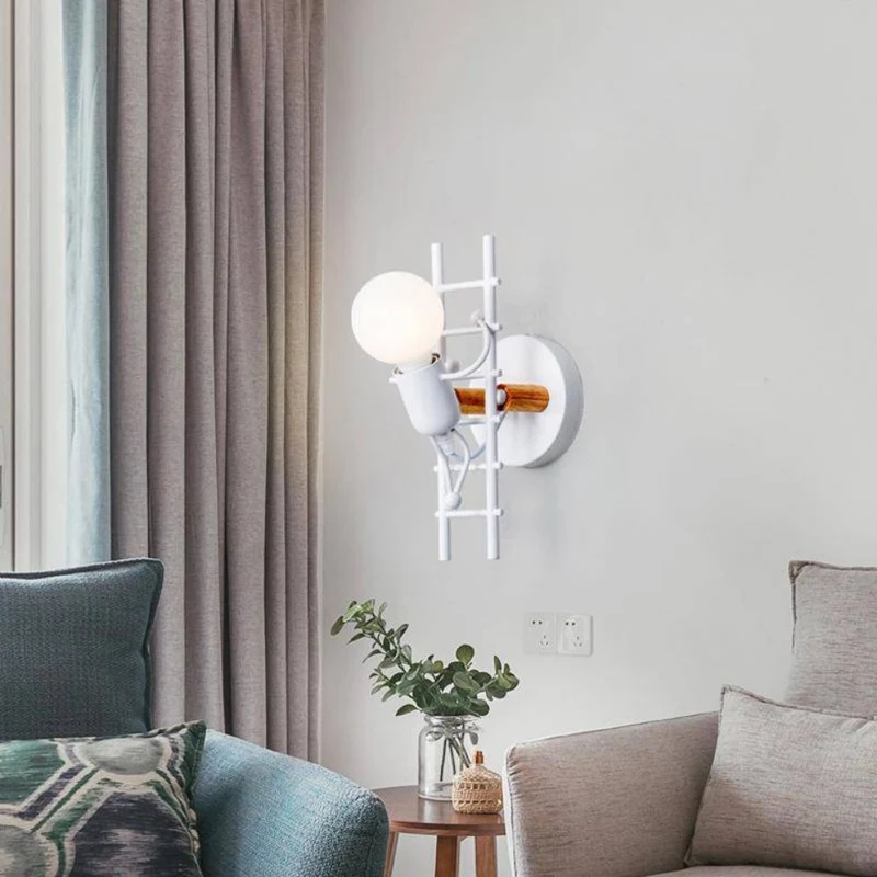 Applique Lampe Bonhomme Rétro en Métal – Touche Fantaisiste Unique
