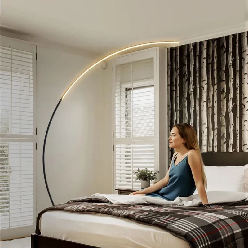 Lampe Lecture sur Pied Arquée XXL – 165x85cm, Blanc ou Noir