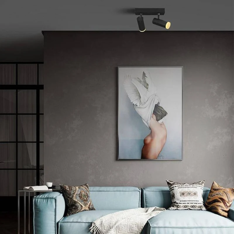 Plafonnier 2 Spots Blanc ou Noir – Orientation 360°, Tube Design