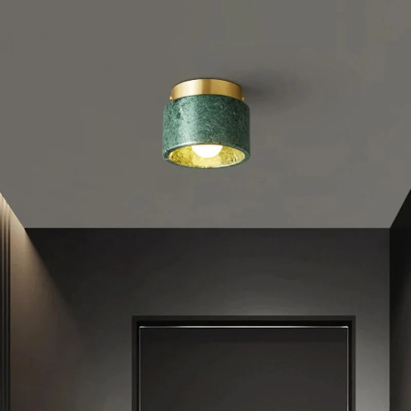 Spot Couloir en Marbre et Laiton – Blanc ou Vert, Plafond Bas Idéal