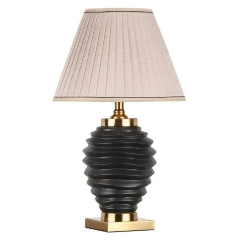 Lampe de Chevet en Céramique Design avec Abat-Jour en Tissu