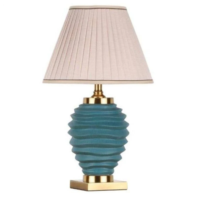Lampe de Chevet en Céramique Design avec Abat-Jour en Tissu
