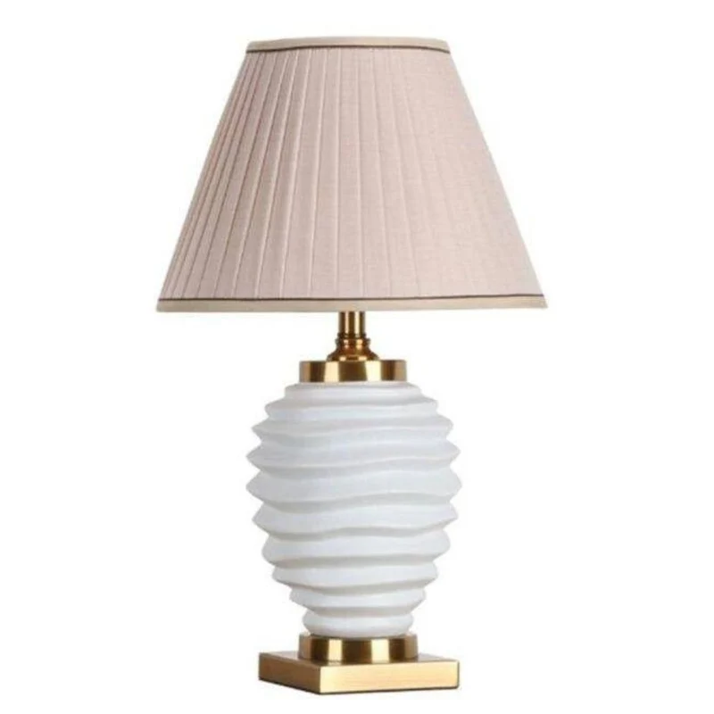 Lampe de Chevet en Céramique Design avec Abat-Jour en Tissu