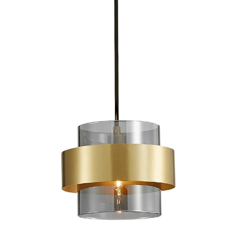 Suspension Laiton Doré et Verre Ambré – Design Industriel Chic pour Îlot