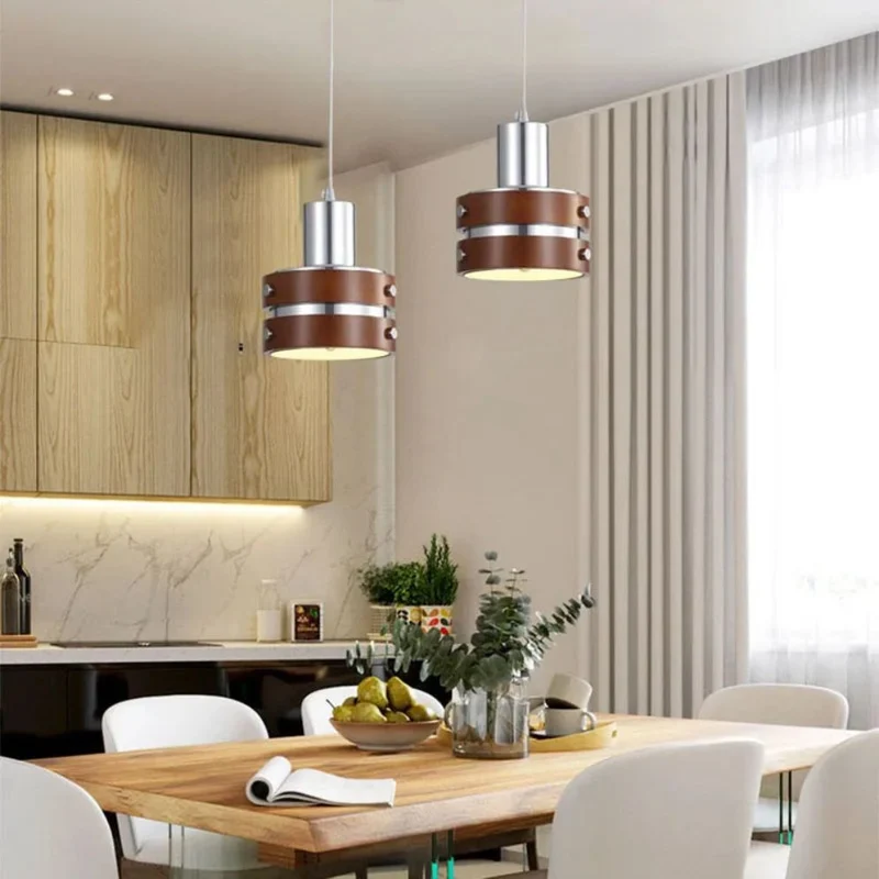 Suspension Marron en Bois et Métal – Design Épuré pour Salon ou Chambre