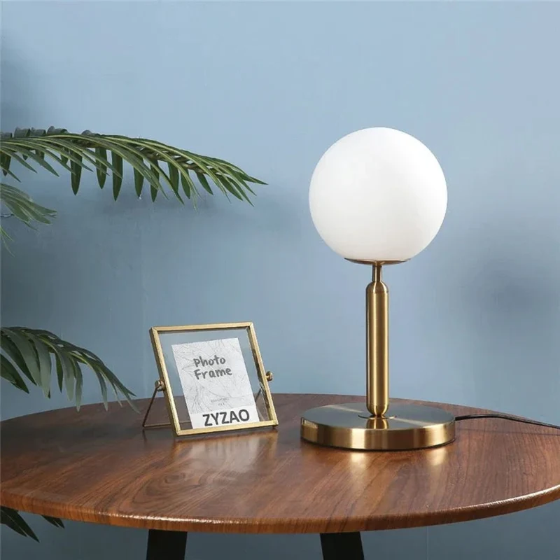 Lampe de Bureau Led Design Nordique en Verre et Acier Inoxydable