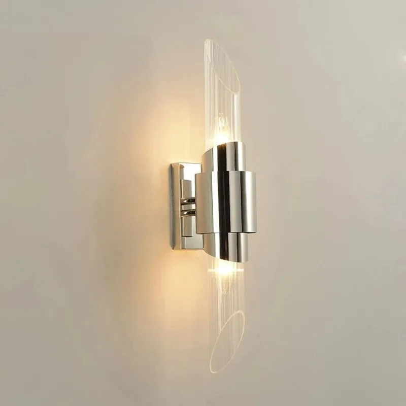 Applique Murale Chrome à Double Tube – Finition Dorée ou Argentée