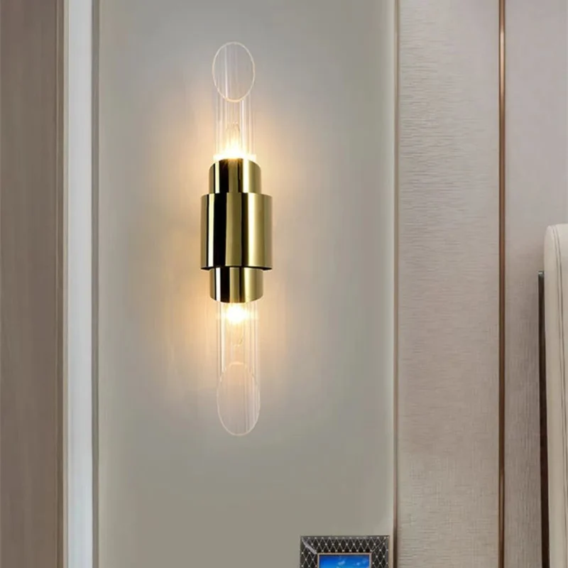 Applique Murale Chrome à Double Tube – Finition Dorée ou Argentée