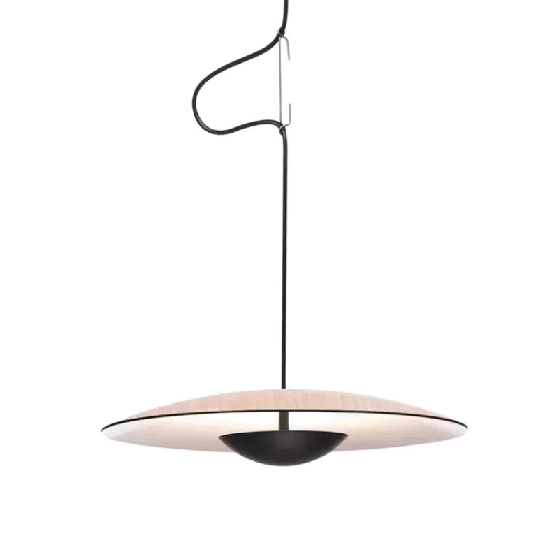 Suspension Nordique en Bois – Éclairage Indirect Noir ou Bois Clair
