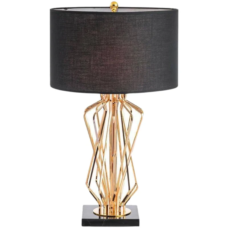 Lampe de Chevet Led Chromé avec Abat-Jour en Tissu