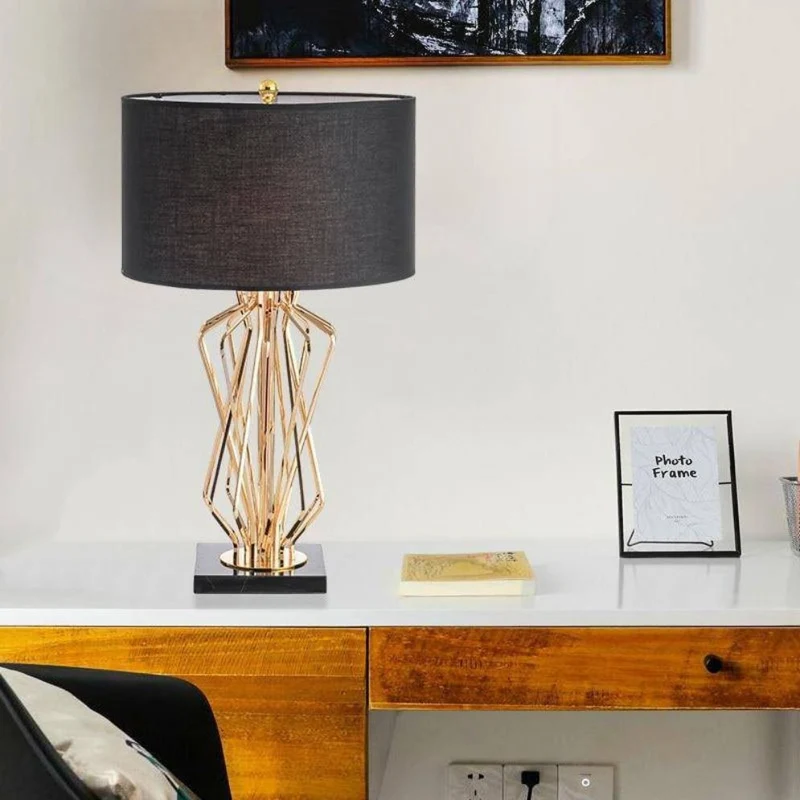 Lampe de Chevet Led Chromé avec Abat-Jour en Tissu