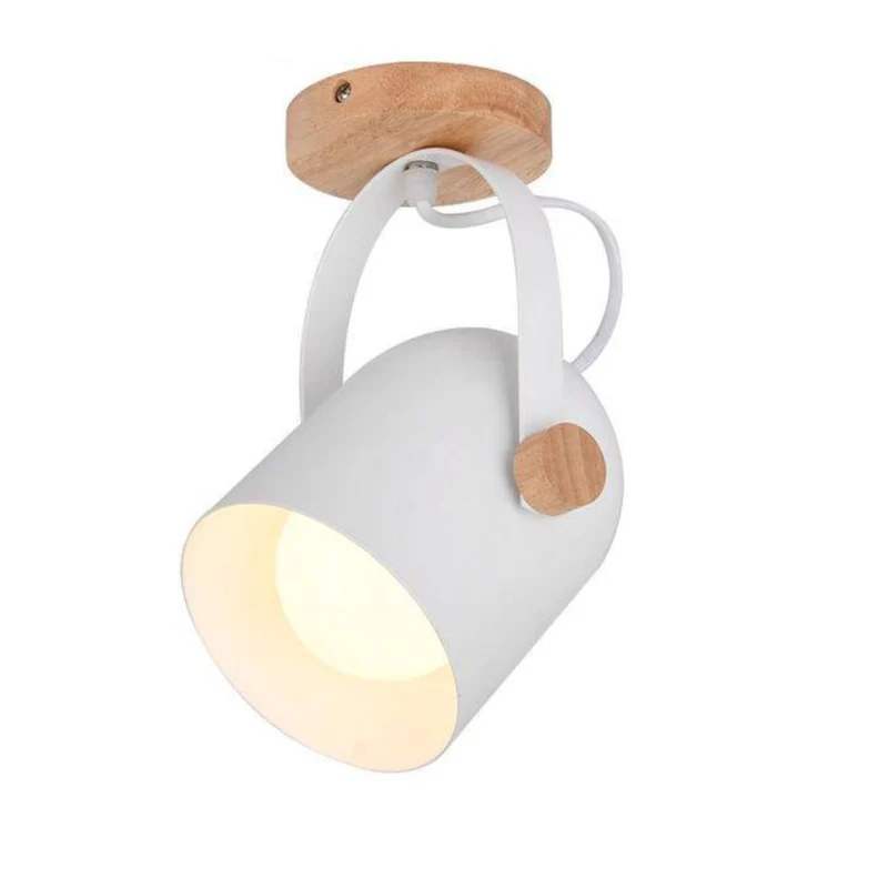 Spot LED Orientable en Bois et Métal Blanc – Faisceau Précis