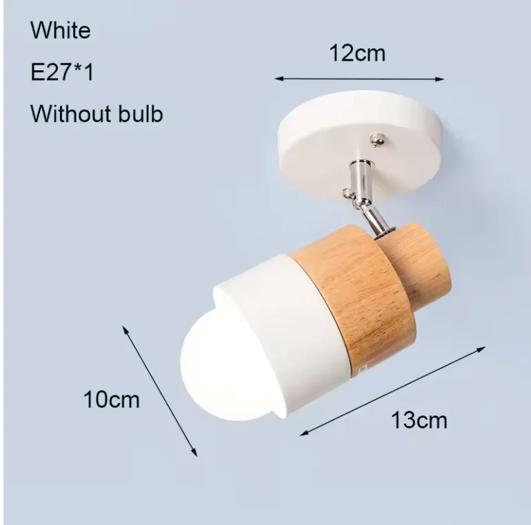 Spot LED Orientable en Bois et Métal Blanc – Faisceau Précis