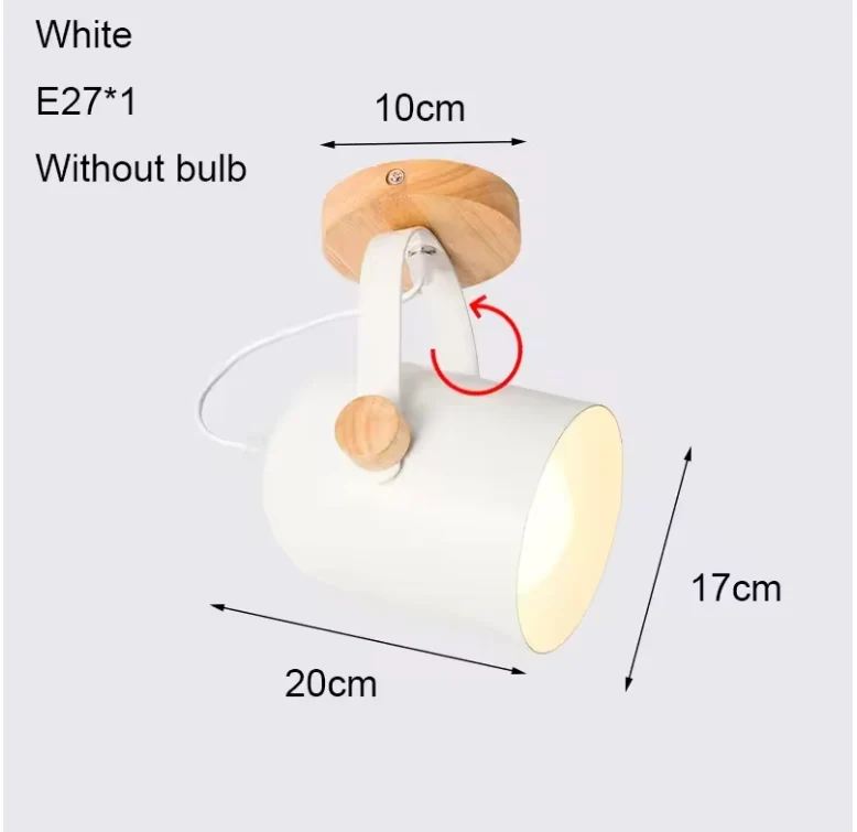 Spot LED Orientable en Bois et Métal Blanc – Faisceau Précis