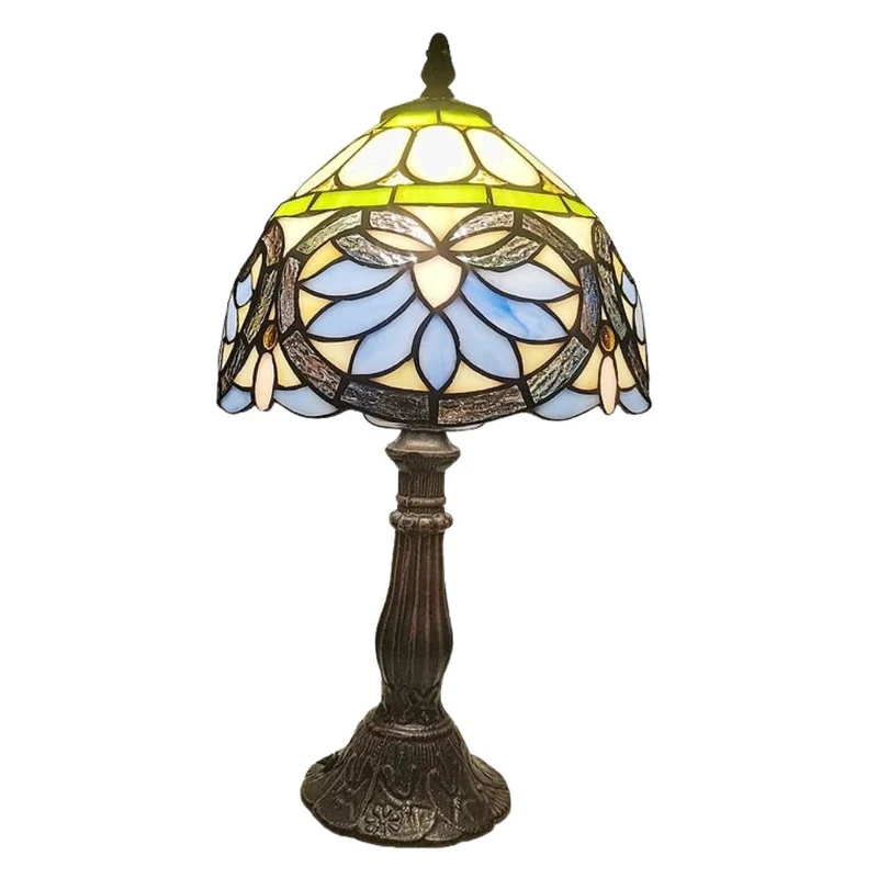 Lampe à Poser Décorative Vitrail Fleuri – Charme Méditerranéen