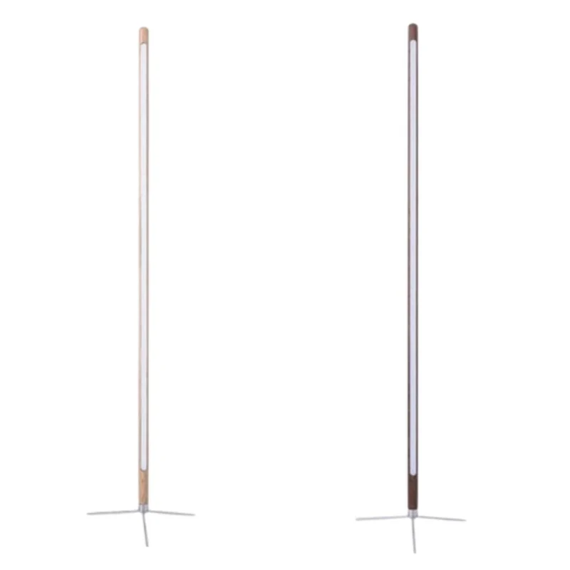 Lampadaire Fin en Bois Naturel à Ruban LED – Clair ou Foncé, Trépied