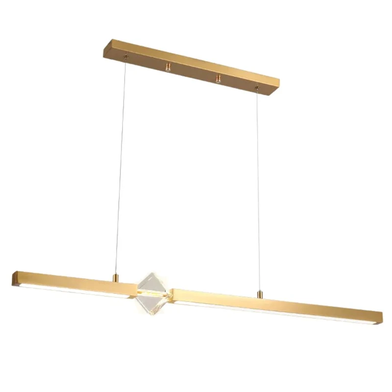 Lustre Pendant Doré ou Noir à Cube Cristal – Longueur Réglable 150cm