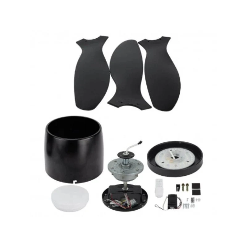 Ventilateur de Plafond LED 18W CCT Noir avec Télécommande Ø107cm