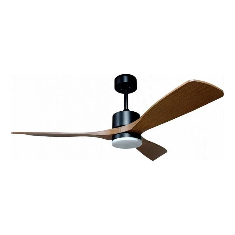 Ventilateur de Plafond LED 18W CCT Noir et Effet Bois avec Télécommande Ø122cm