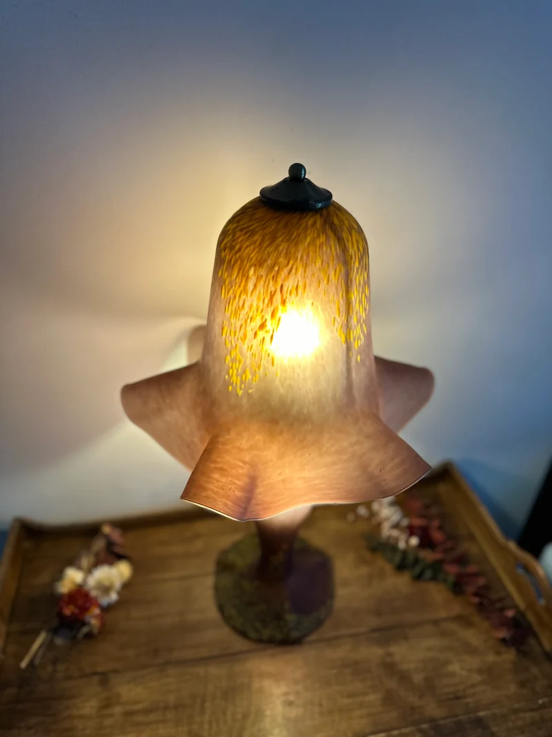 Lampe tulipe en verre intégral éclairage double