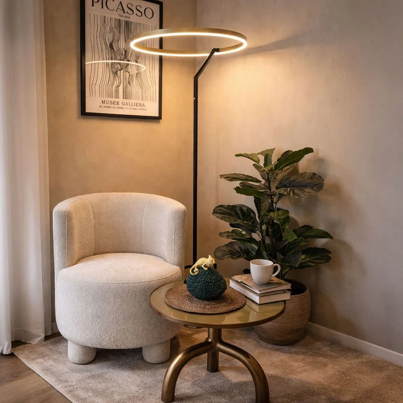 s.luce Ring LED-Stehleuchte Ø 60cm mit Touchdimmer