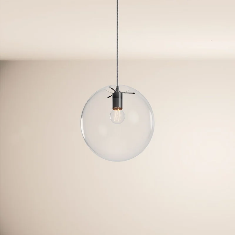 s.luce Orb Glaskugel Hängelampe 150cm Aufhängung Schwarz