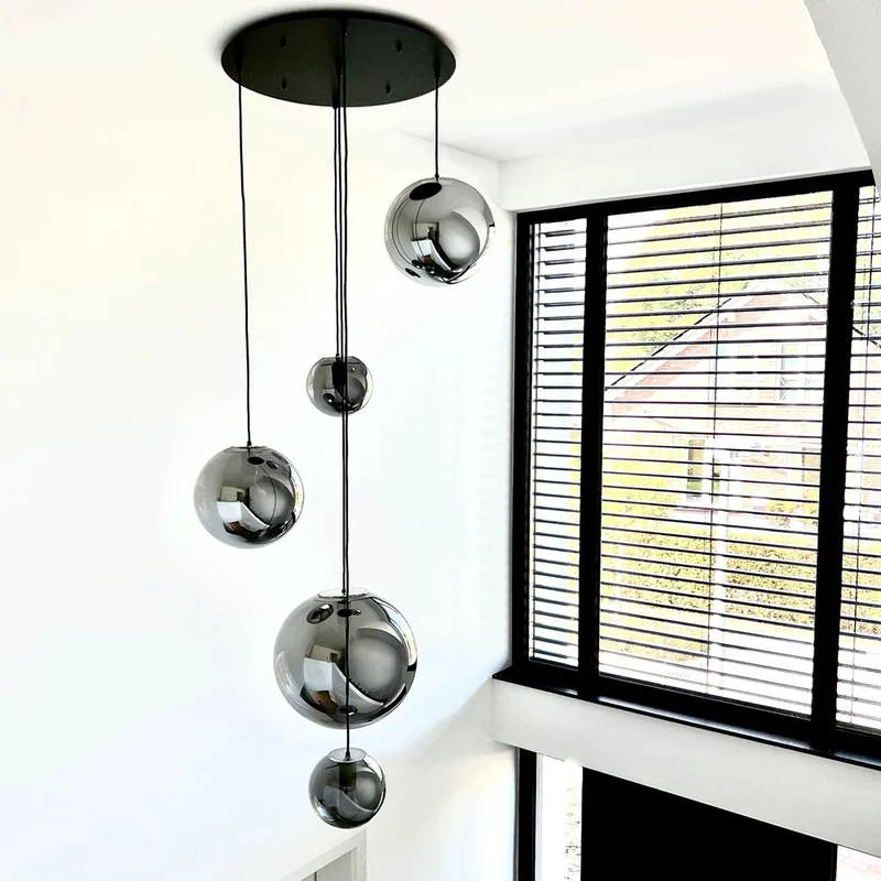 s.luce Orb Glaskugel Hängelampe 150cm Aufhängung Schwarz