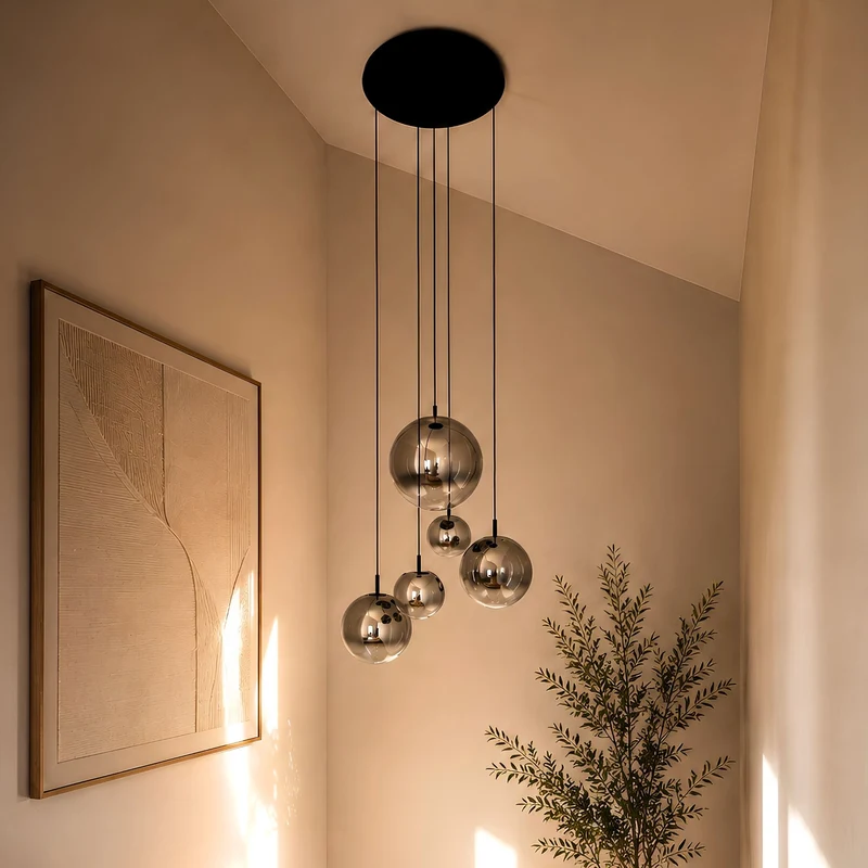 s.luce Orb Glaskugel Galerieleuchte 500cm Aufhängung Schwarz