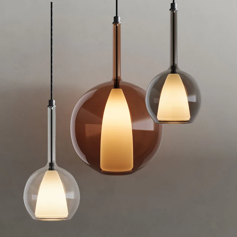 s.luce Belluna Glas Galerie-Pendelleuchte 500cm Textilkabel