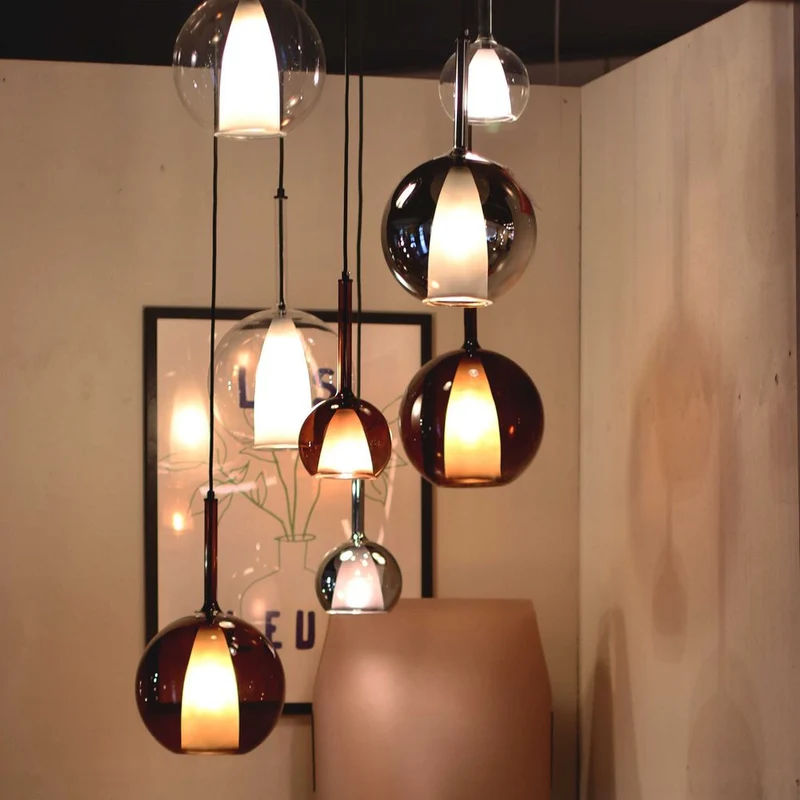 s.luce Belluna Glas Galerie-Pendelleuchte 500cm Textilkabel