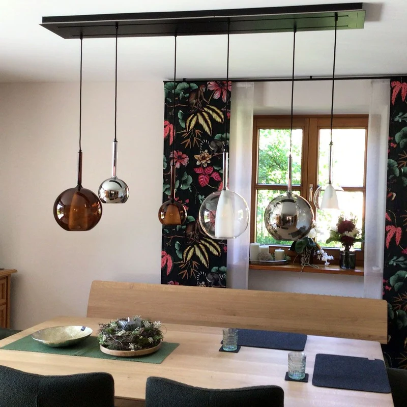 s.luce Belluna Glas-Pendelleuchte 150cm Textilkabel