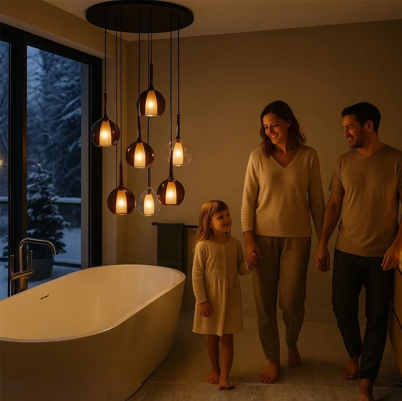 s.luce Belluna Glas-Pendelleuchte 150cm Textilkabel