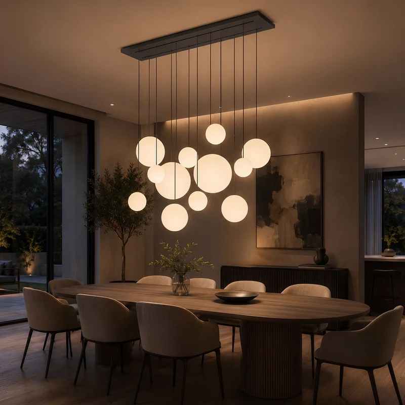 s.luce Orb Esszimmerlampe 12-flammig 160cm 2-reihig