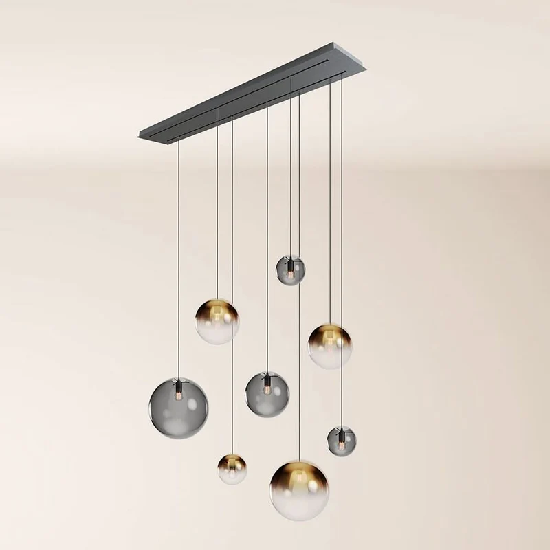 s.luce Orb Esstischleuchte 8-flammig 160cm 2-reihig
