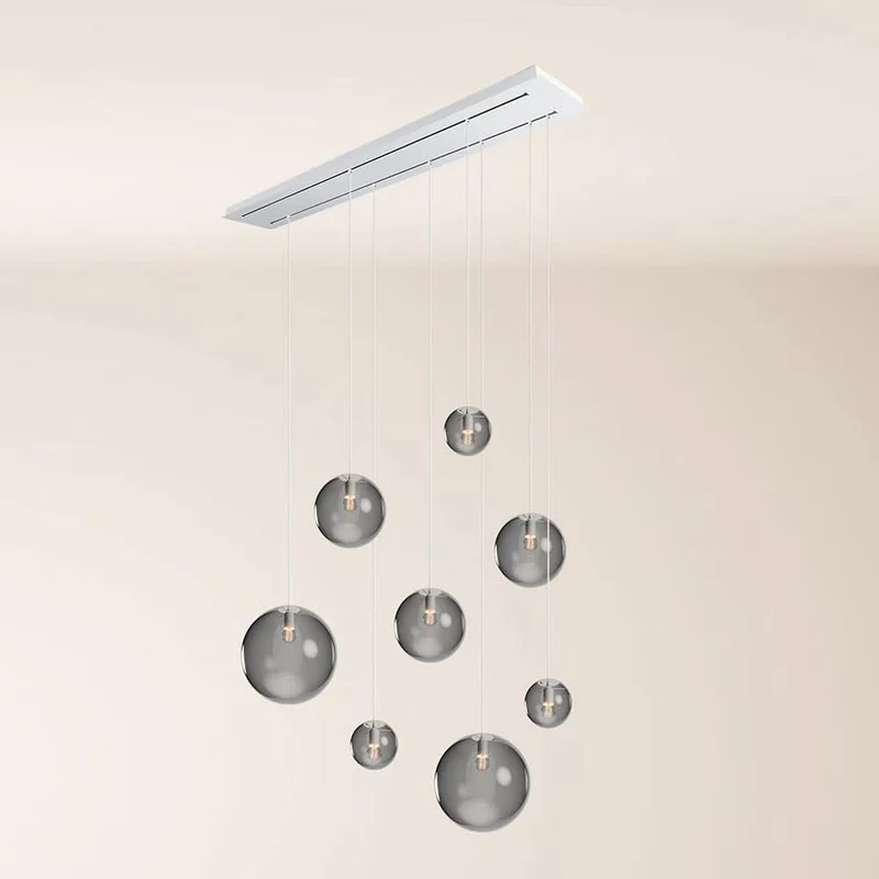 s.luce Orb Esstischleuchte 8-flammig 160cm 2-reihig