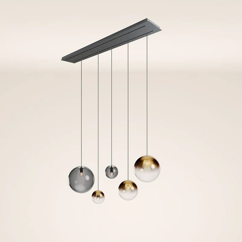 s.luce Orb 5-flammige Esstischlampe 2-reihig 160cm