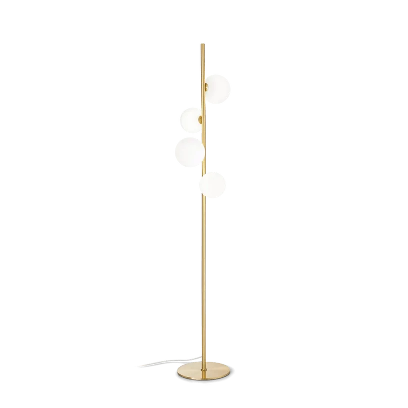 Lampadaire PERLAGE PT4 laiton diffuseurs blanc