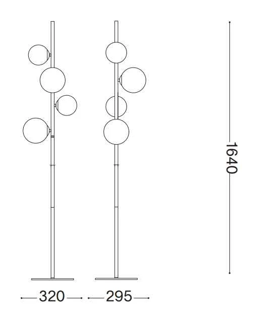 Lampadaire PERLAGE PT4 laiton diffuseurs blanc