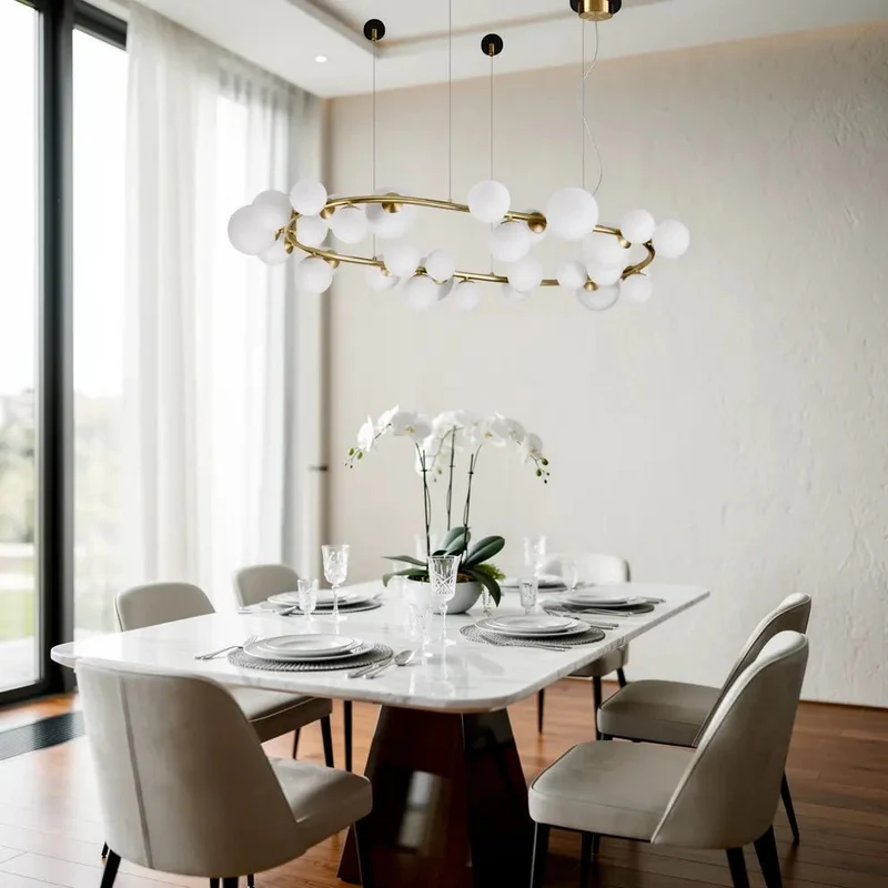 Suspension ovale PERLAGE SP30 laiton diffuseurs blanc