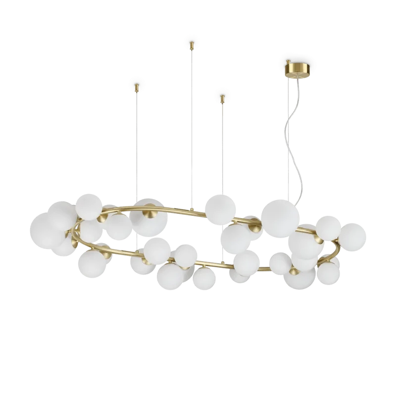 Suspension ovale PERLAGE SP30 laiton diffuseurs blanc