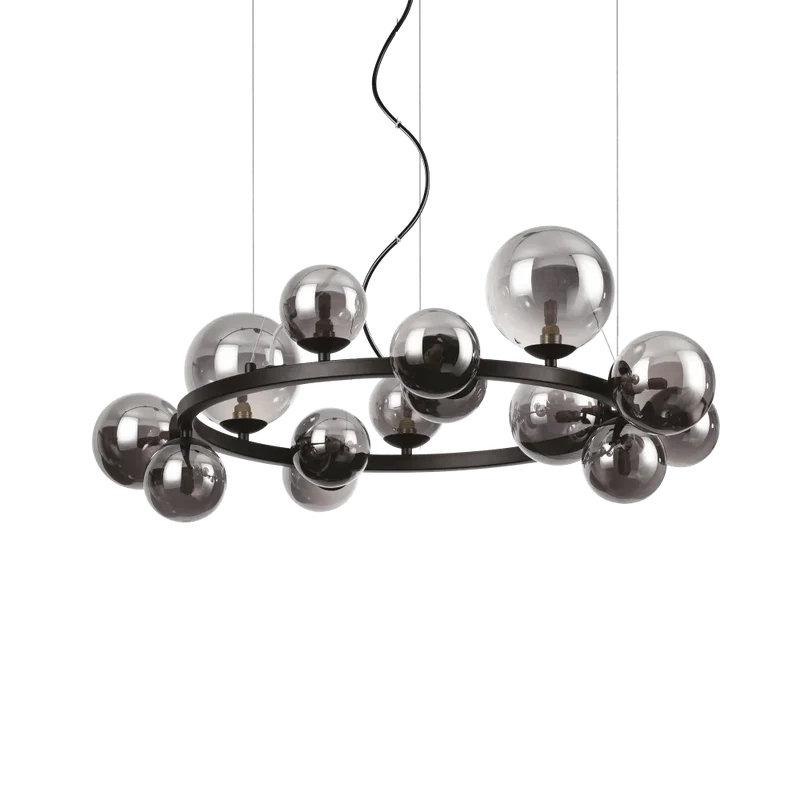 Suspension circulaire PERLAGE SP14 noire diffuseurs fumé