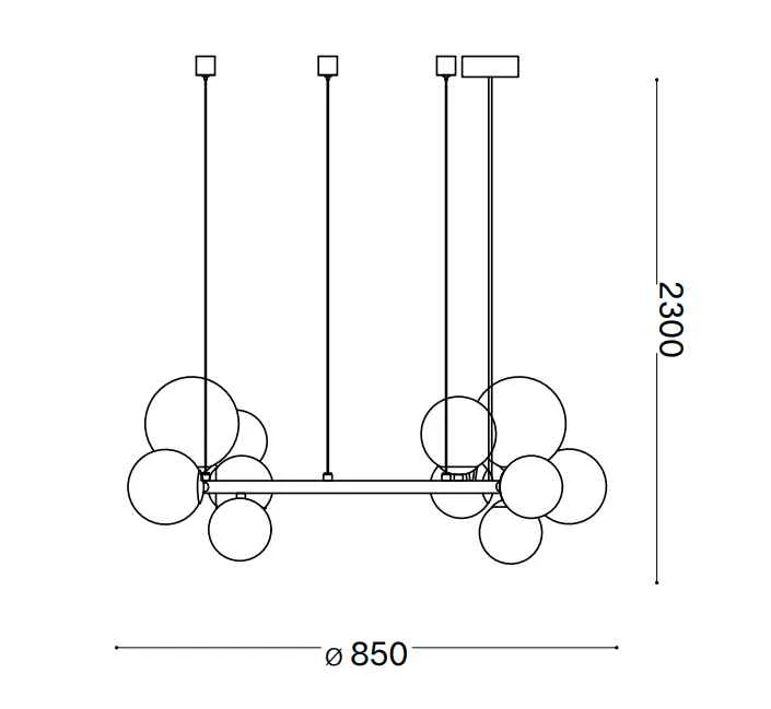 Suspension circulaire PERLAGE SP14 noire diffuseurs fumé