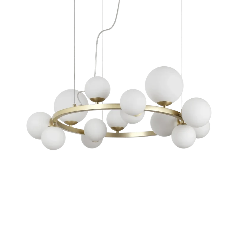 Suspension circulaire PERLAGE SP14 laiton diffuseurs blanc