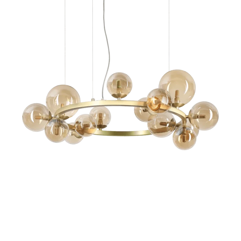 Suspension circulaire PERLAGE SP14 laiton diffuseurs ambré