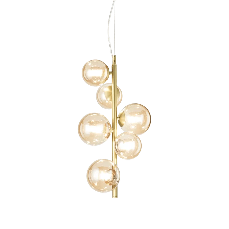 Suspension PERLAGE SP6 laiton diffuseurs ambré