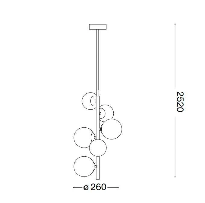 Suspension PERLAGE SP6 laiton diffuseurs ambré
