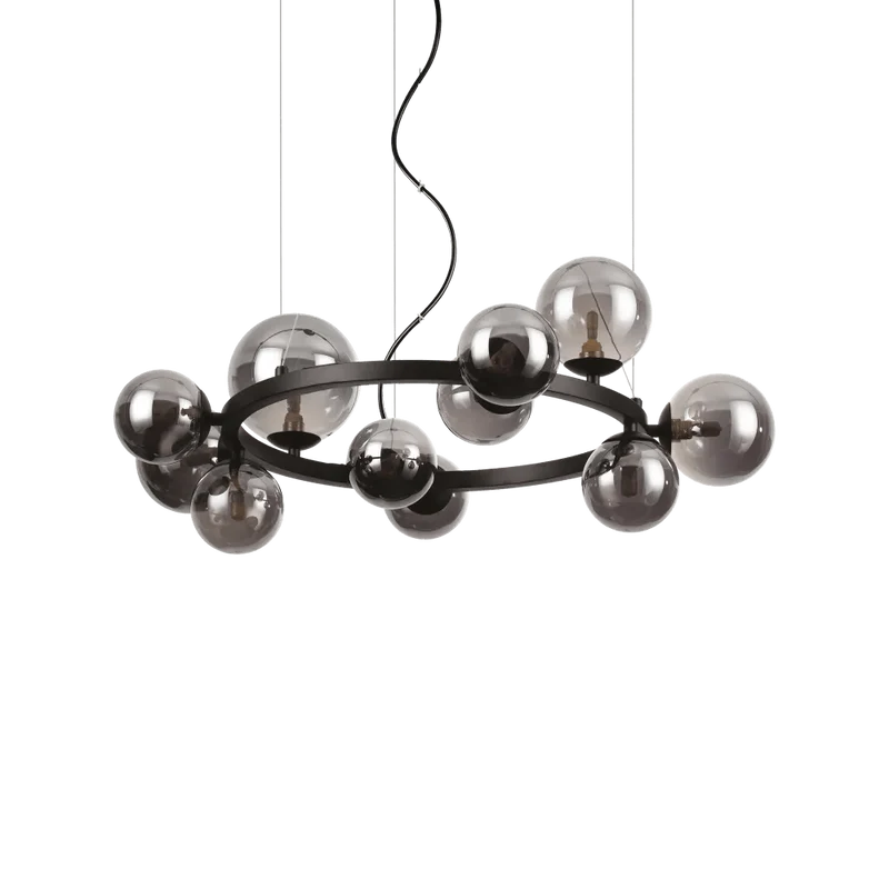 Suspension PERLAGE circulaire SP11 noire diffuseurs fumé